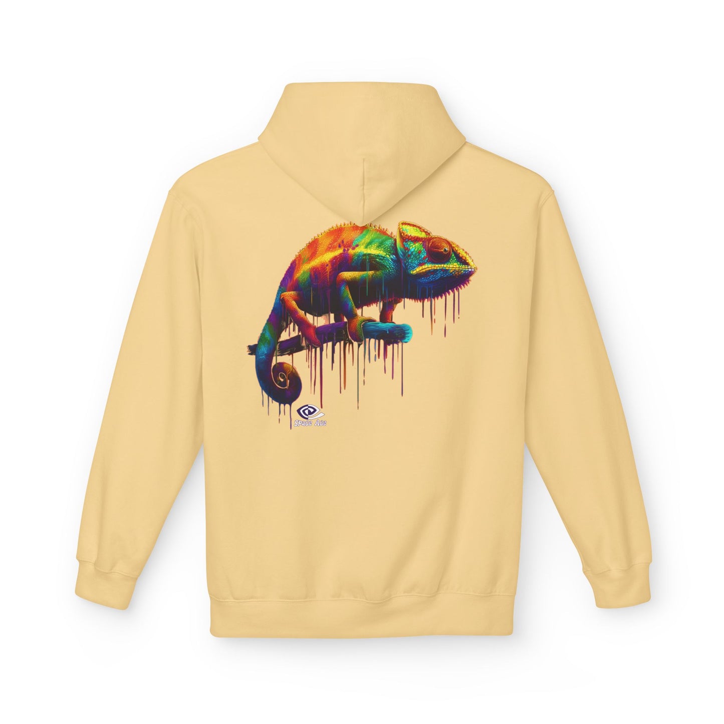 Benchmark Chameleon Hoodie — Colorful Reptile Art