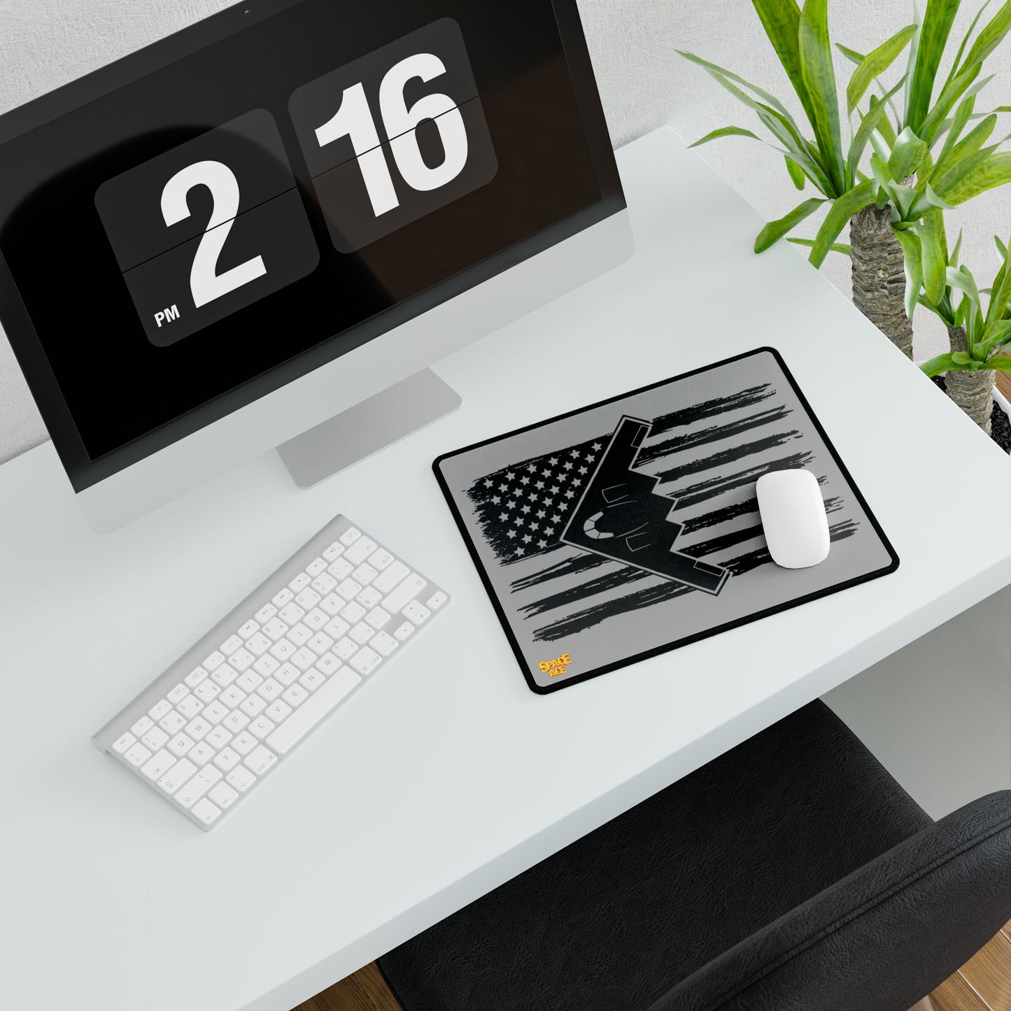 Stealth Bomber American Flag Desk Mat - Military Aviation Mouse Pad