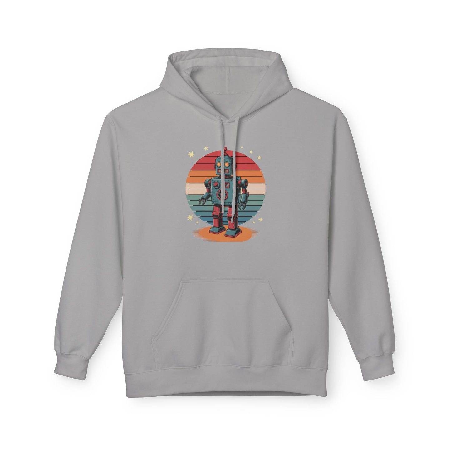 Retro Robot Hoodie – Vintage Sunset Space Toy Graphic