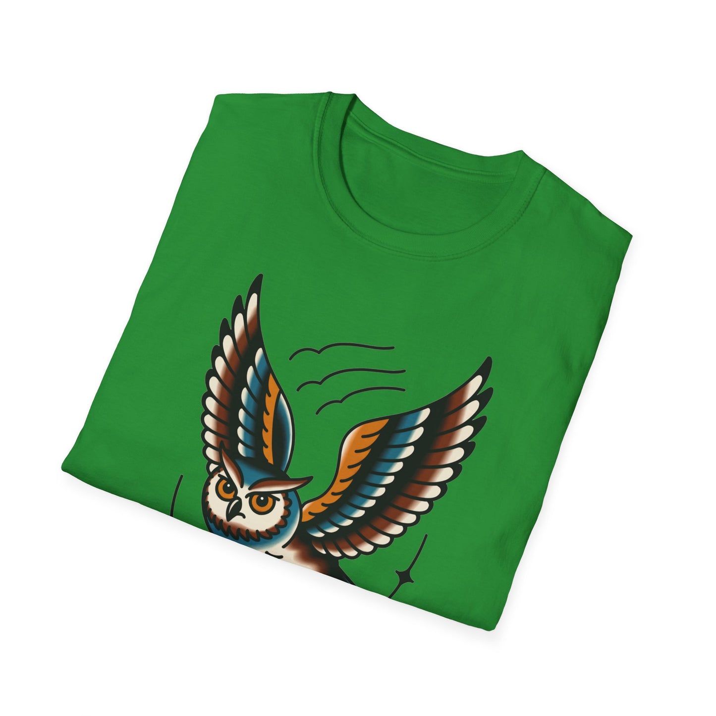 Vintage Owl Illustration T-Shirt - Flying Owl Tattoo Design