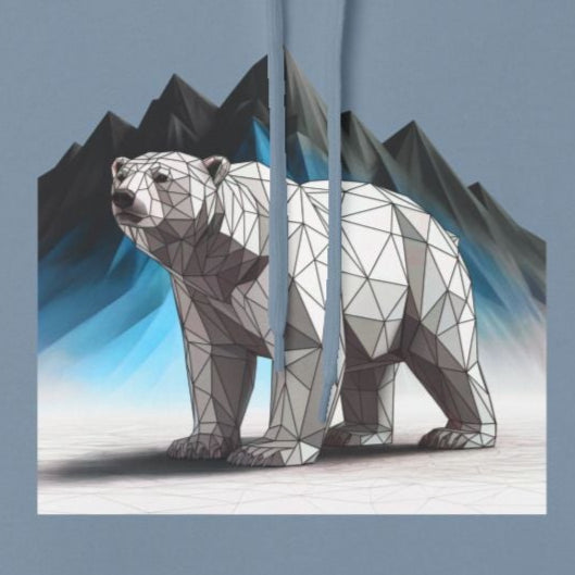 Geometric Polar Bear Fleece Hoodie - Cozy Outdoor Apparel, Unisex Gift, Nature Lover Hoodie, Winter Wardrobe Essential, Adventure Outfit