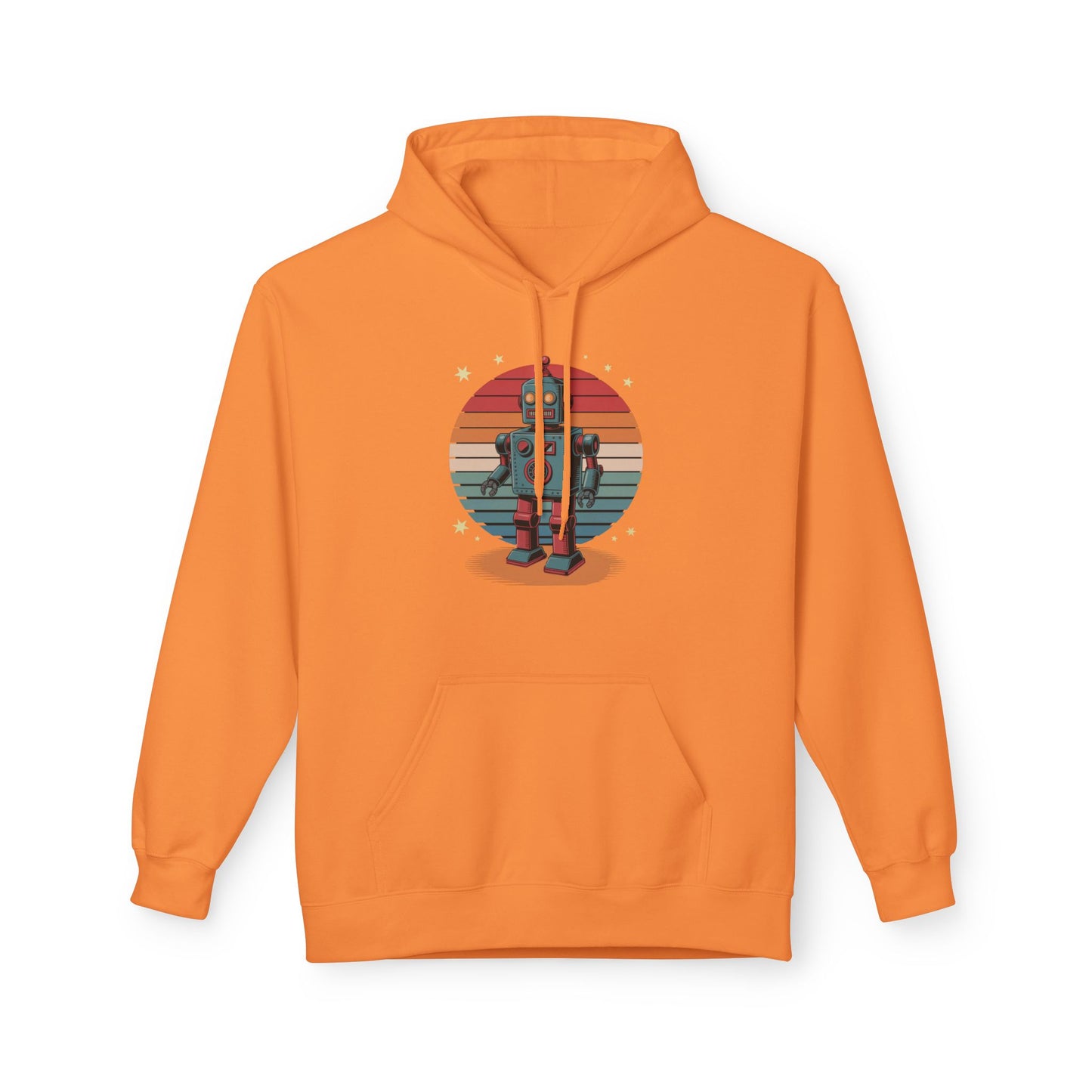 Retro Robot Hoodie – Vintage Sunset Space Toy Graphic