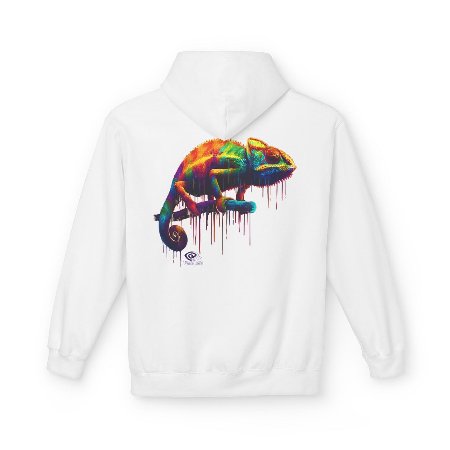 Benchmark Chameleon Hoodie — Colorful Reptile Art