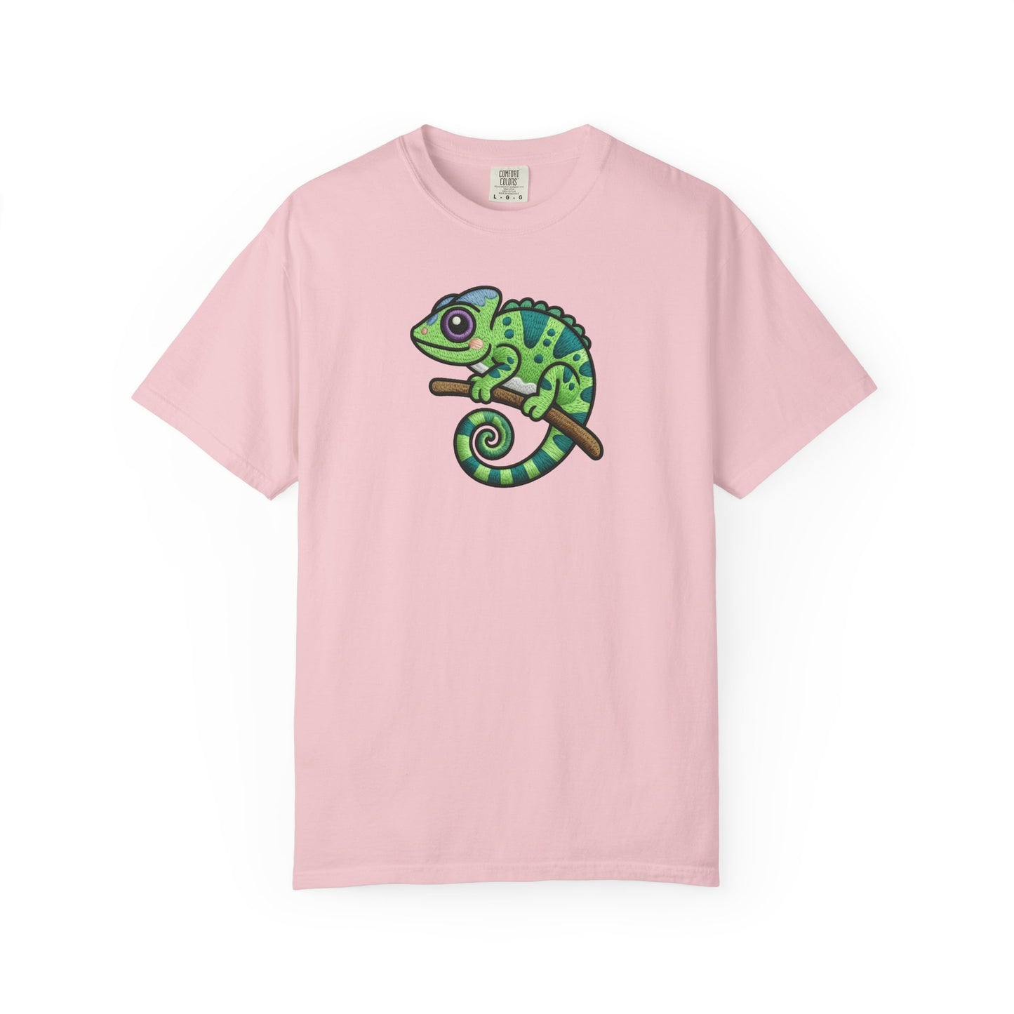 Embroidery Illusion Chameleon Graphic T-Shirt