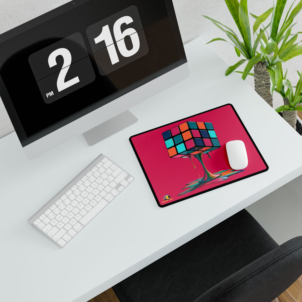 Melting Rubik Cube Desk Mat - Orange Gaming Desk Pad