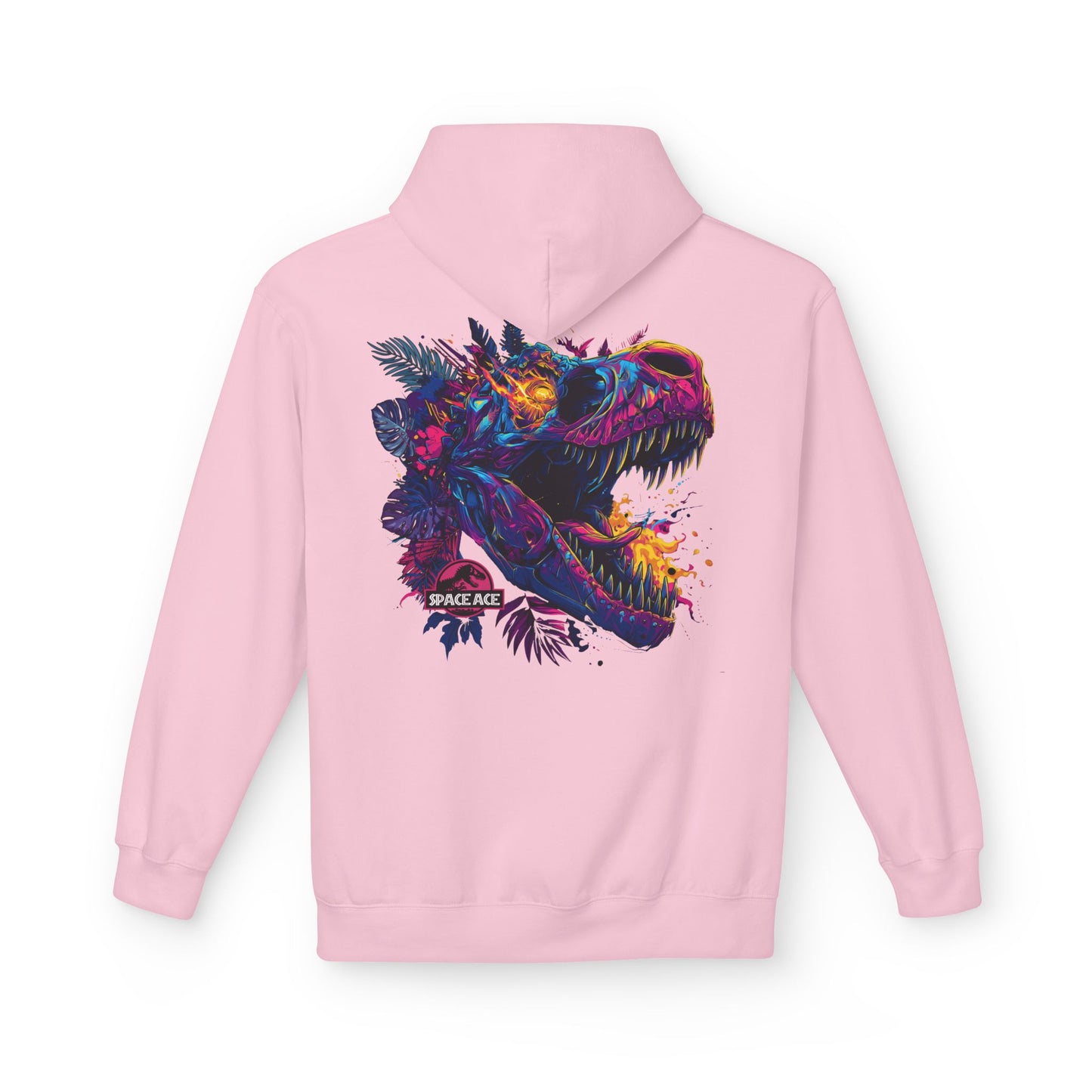 T-Rex Neon Jungle Hoodie — Colorful Dinosaur Graphic Pullover