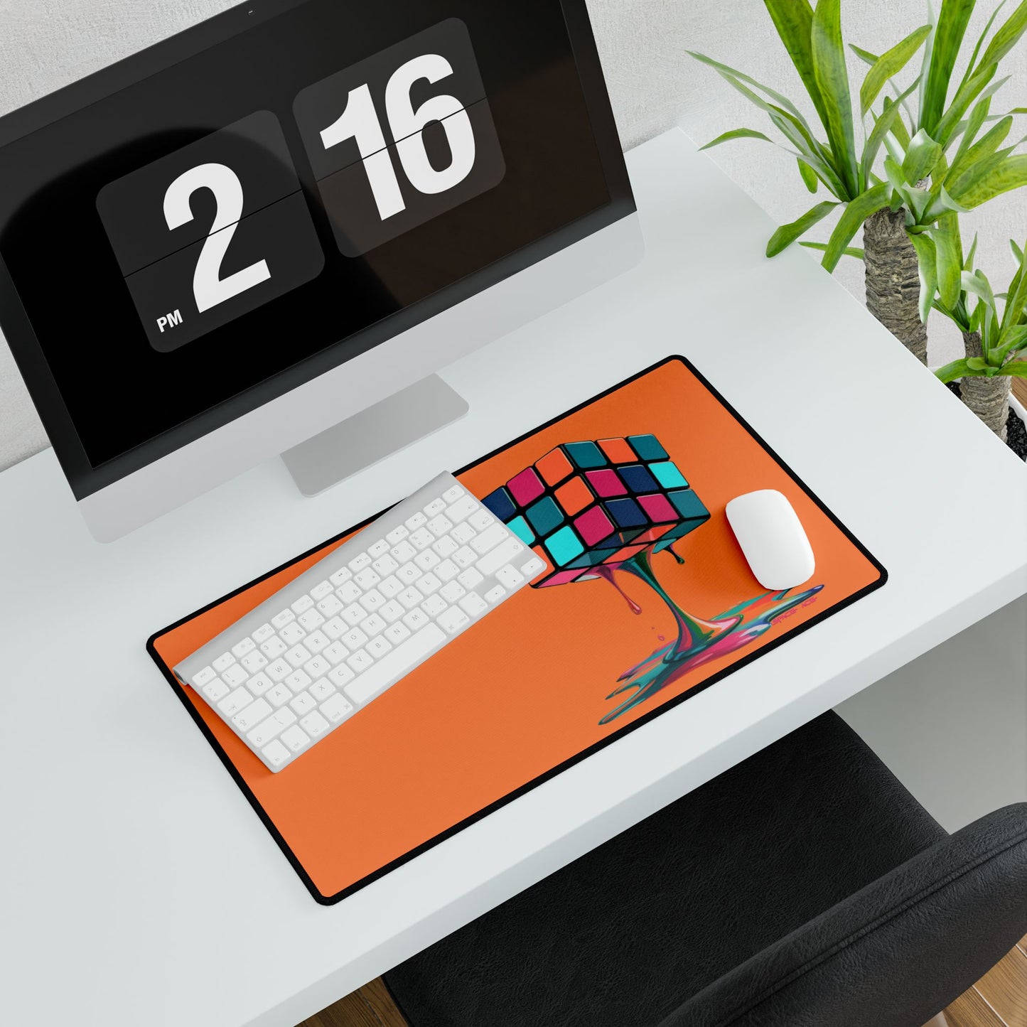 Melting Rubik Cube Desk Mat - Orange Gaming Desk Pad