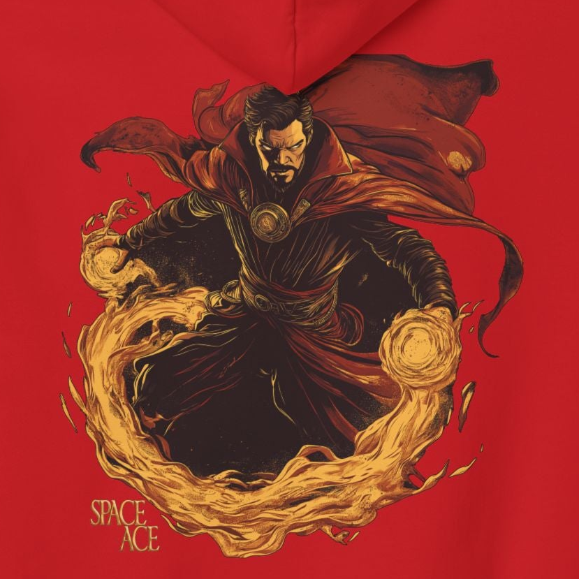 Magic Sorcerer Hoodie — Fiery Mystic Doctor of Science Graphic Pullover