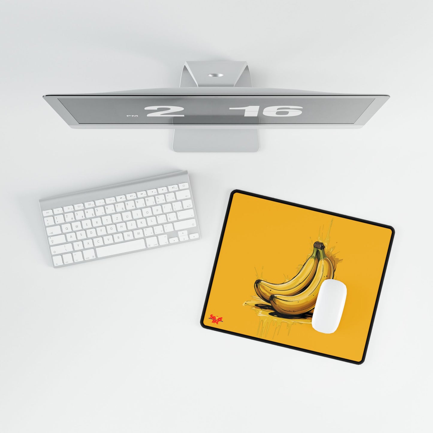 Banana Illustration Desk Mat - Yellow Fruit Playful Workspace Pad