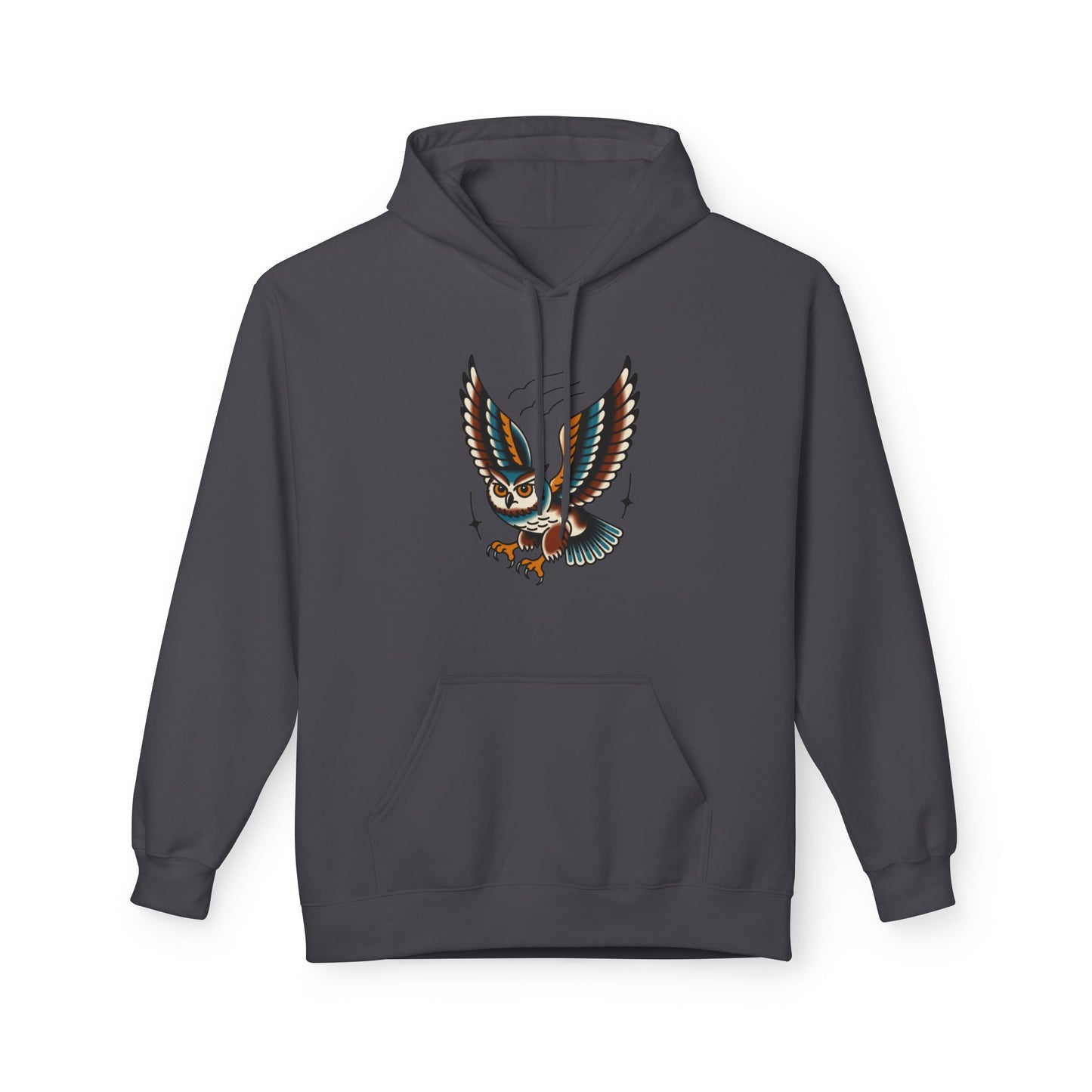 Owl Tattoo Hoodie — Vintage Flying Owl Graphic Pullover