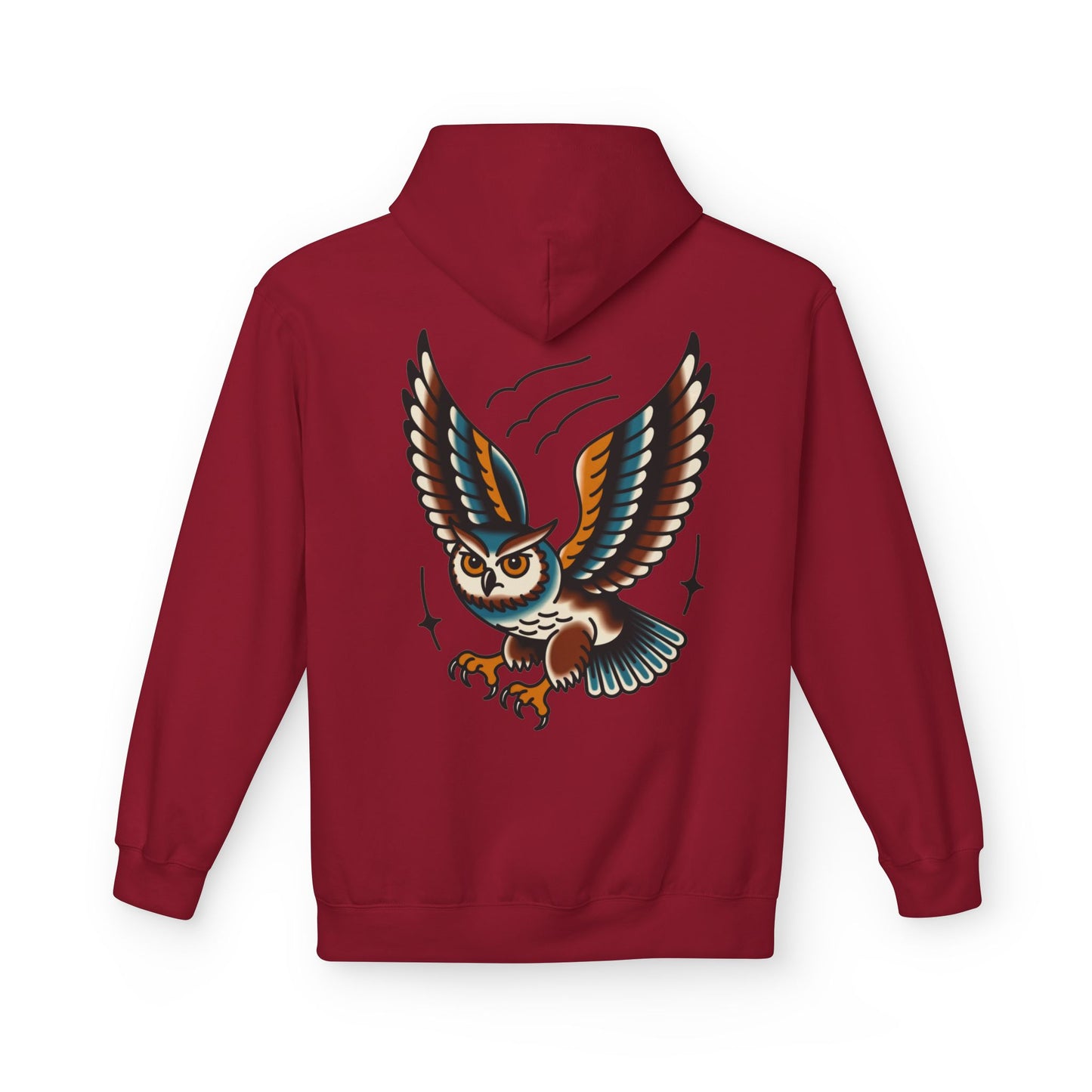 Owl Tattoo Hoodie — Vintage Flying Owl Graphic Pullover