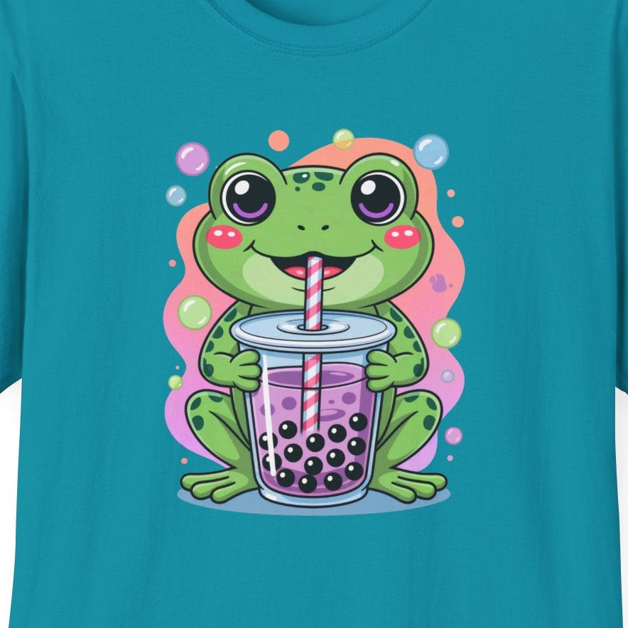 Frog Bubble Tea T-Shirt Cute Kawaii Frog Drinking Boba Tee