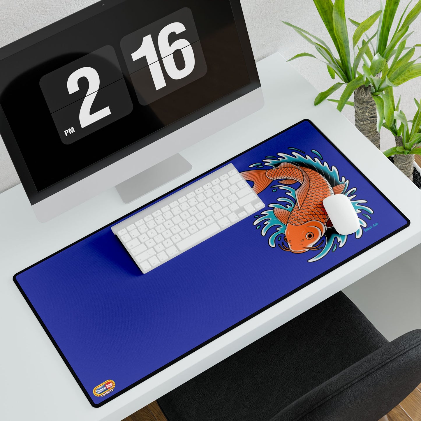 Koi Wave Desk Mat Blue Gaming Mouse Pad