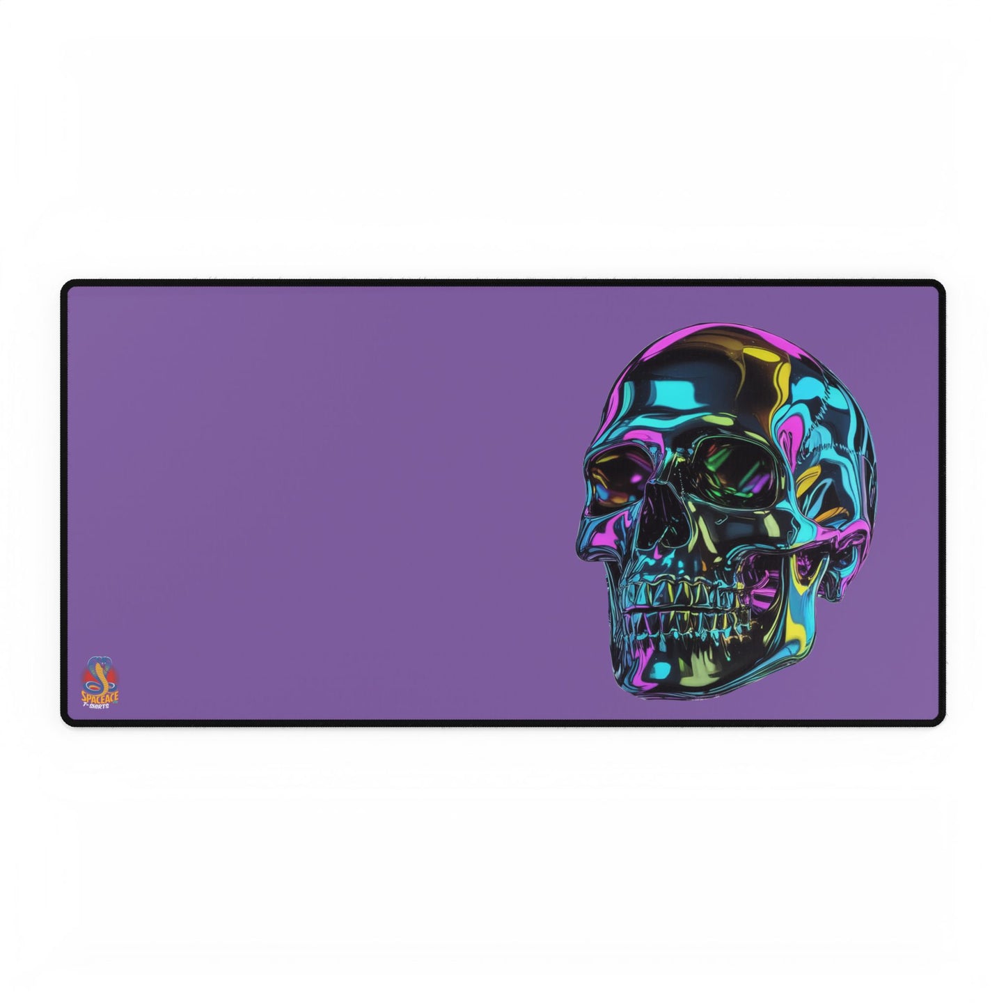 Neon Iridescent Skull Desk Mat Gaming Mouse Pad