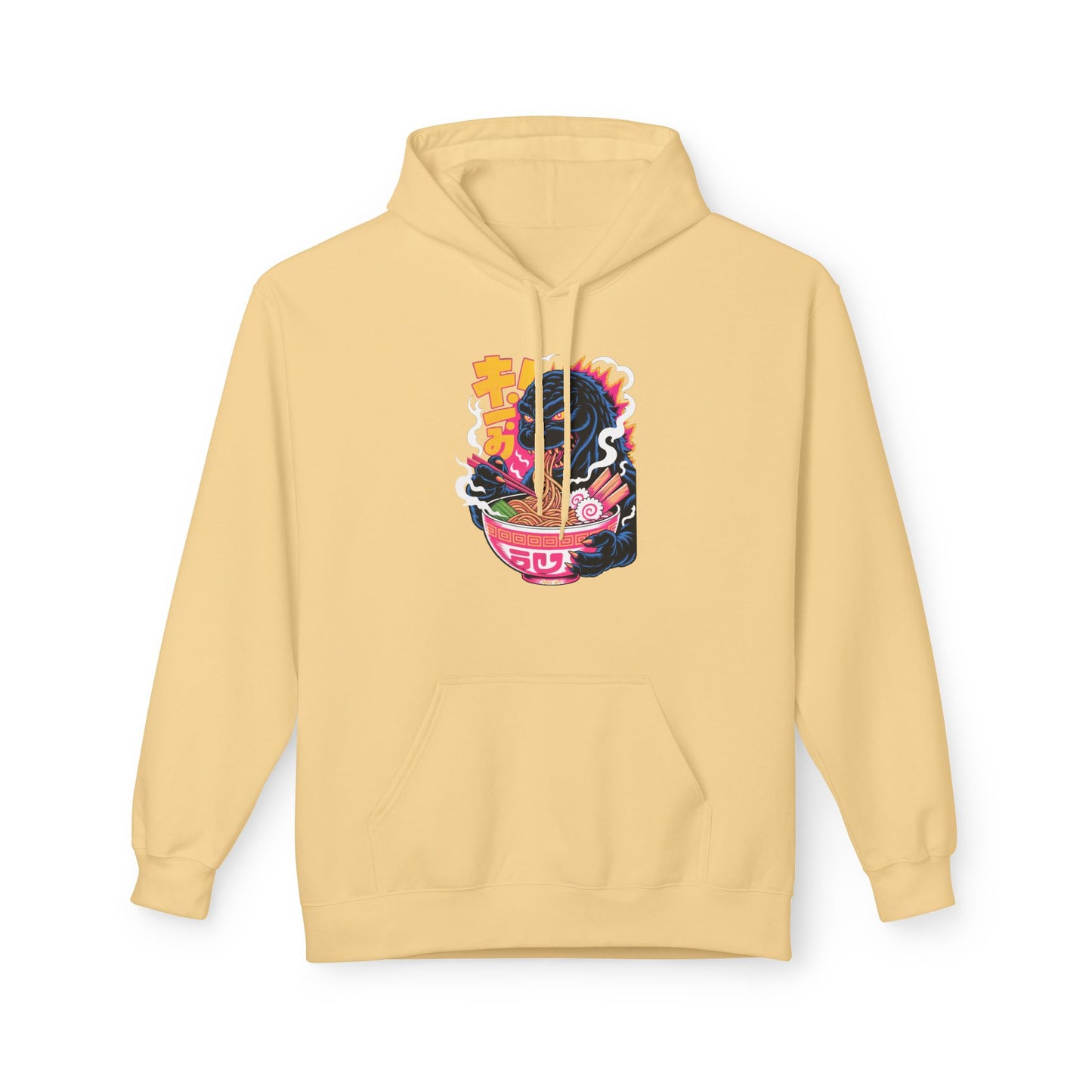 Kaiju Ramen Lover Hoodie — Neon Godzilla Eating Ramen Streetwear