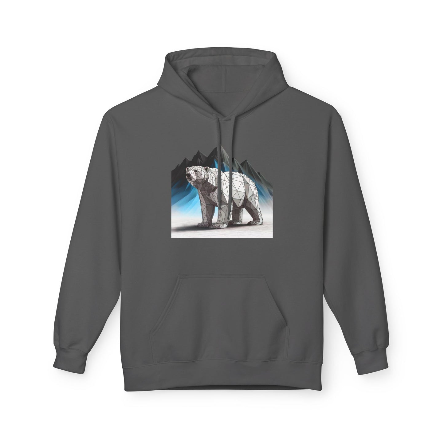 Geometric Polar Bear Hoodie — Mountain Arctic Graphic Sweatshirt