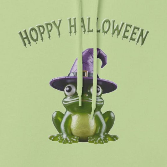Hoppy Halloween Frog Hoodie, Cozy Unisex Fleece, Perfect for Fall Celebrations, Fun October Apparel, Hoppy Halloween Gift
