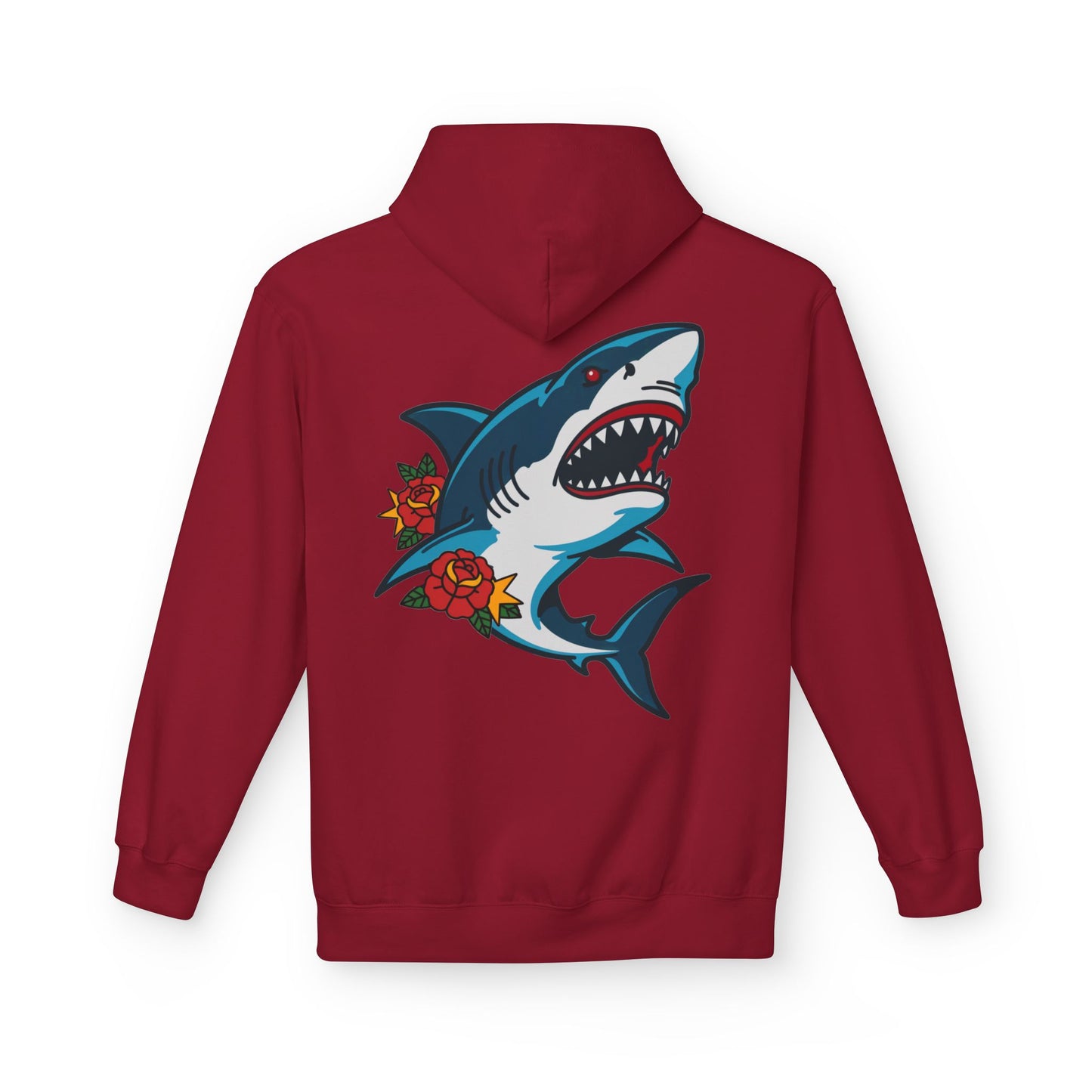 Shark Tattoo Hoodie — Vintage Floral Great White Sweatshirt