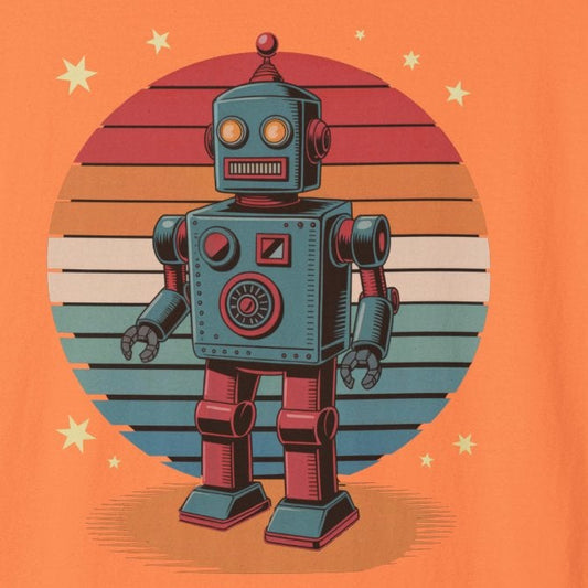 Retro Robot T-Shirt  Vintage Sunset Robot Graphic Tee