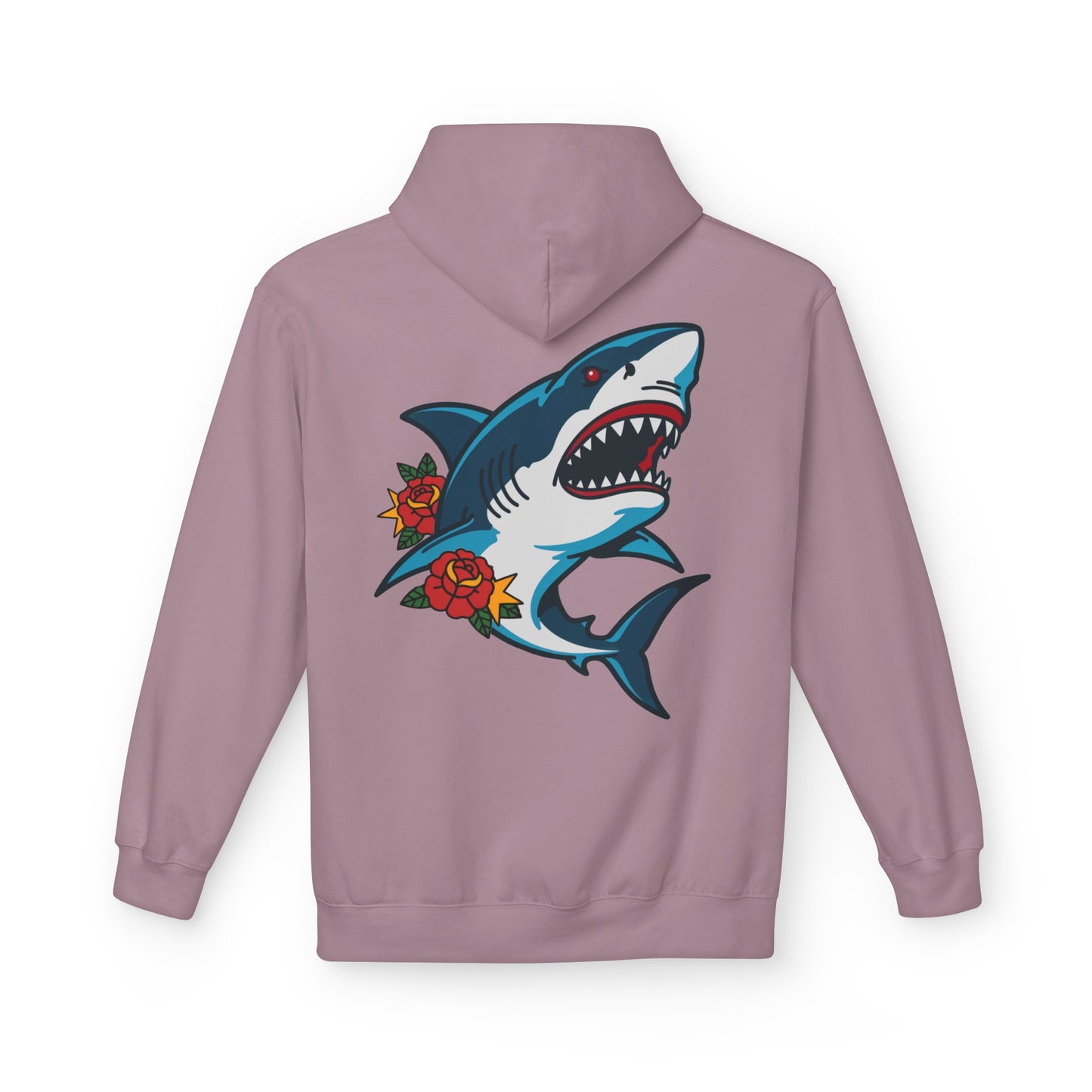 Shark Tattoo Hoodie — Vintage Floral Great White Sweatshirt