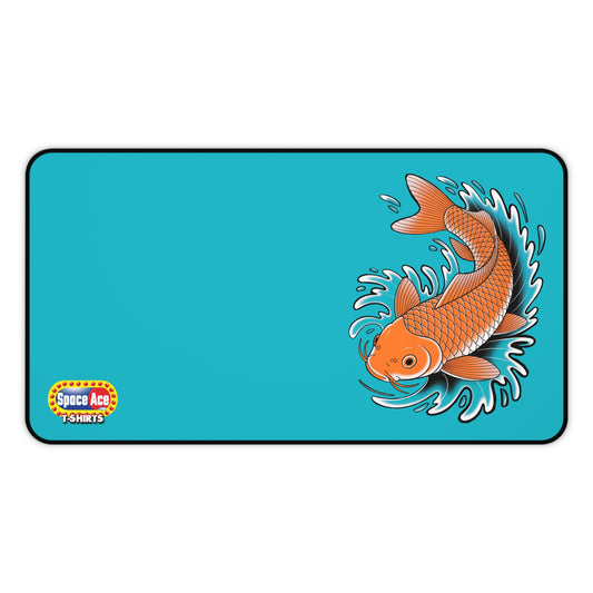 Koi Fish Splash Desk Mat - Blue Mousepad Desk Pad