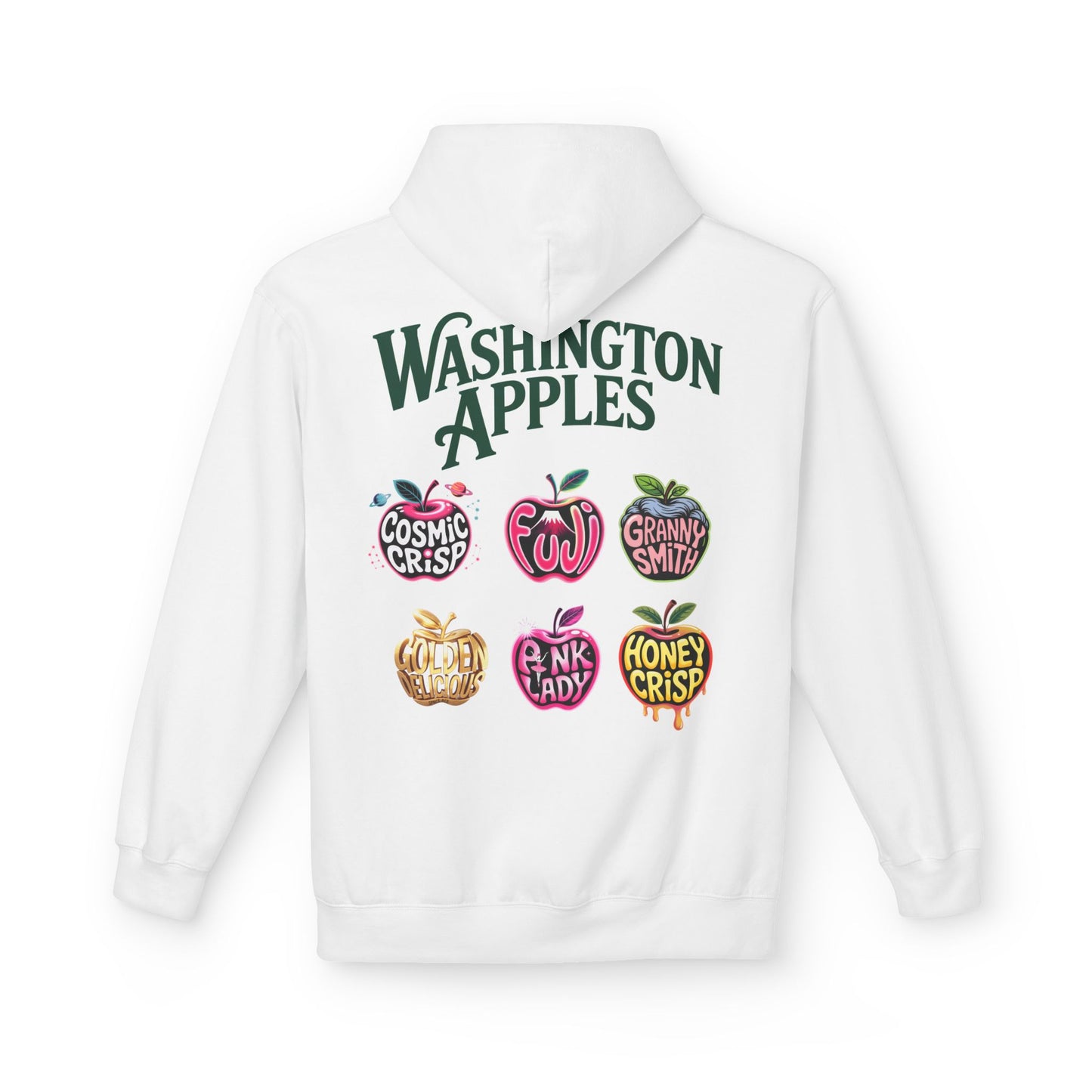 Washington Apples Hoodie — Graphic Apple Variety Sweatshirt (Cosmic Crisp, Fuji, Granny Smith, Pink Lady, Honeycrisp)
