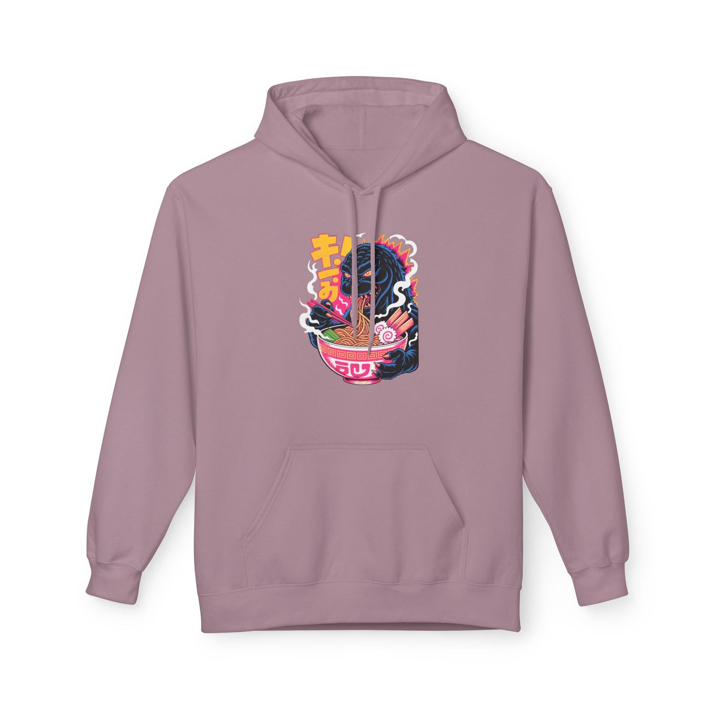 Kaiju Ramen Lover Hoodie — Neon Godzilla Eating Ramen Streetwear