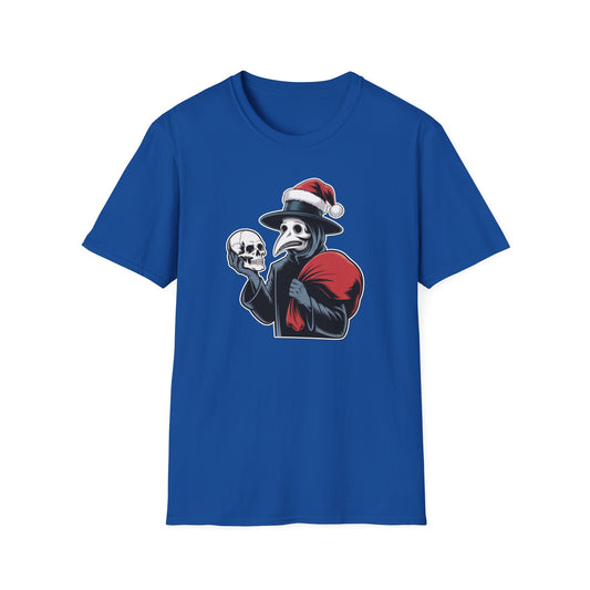 Plague Doctor Santa T-Shirt, Halloween Costume, Christmas Gift, Unisex Graphic Tee, Holiday Apparel, Fun Party Top
