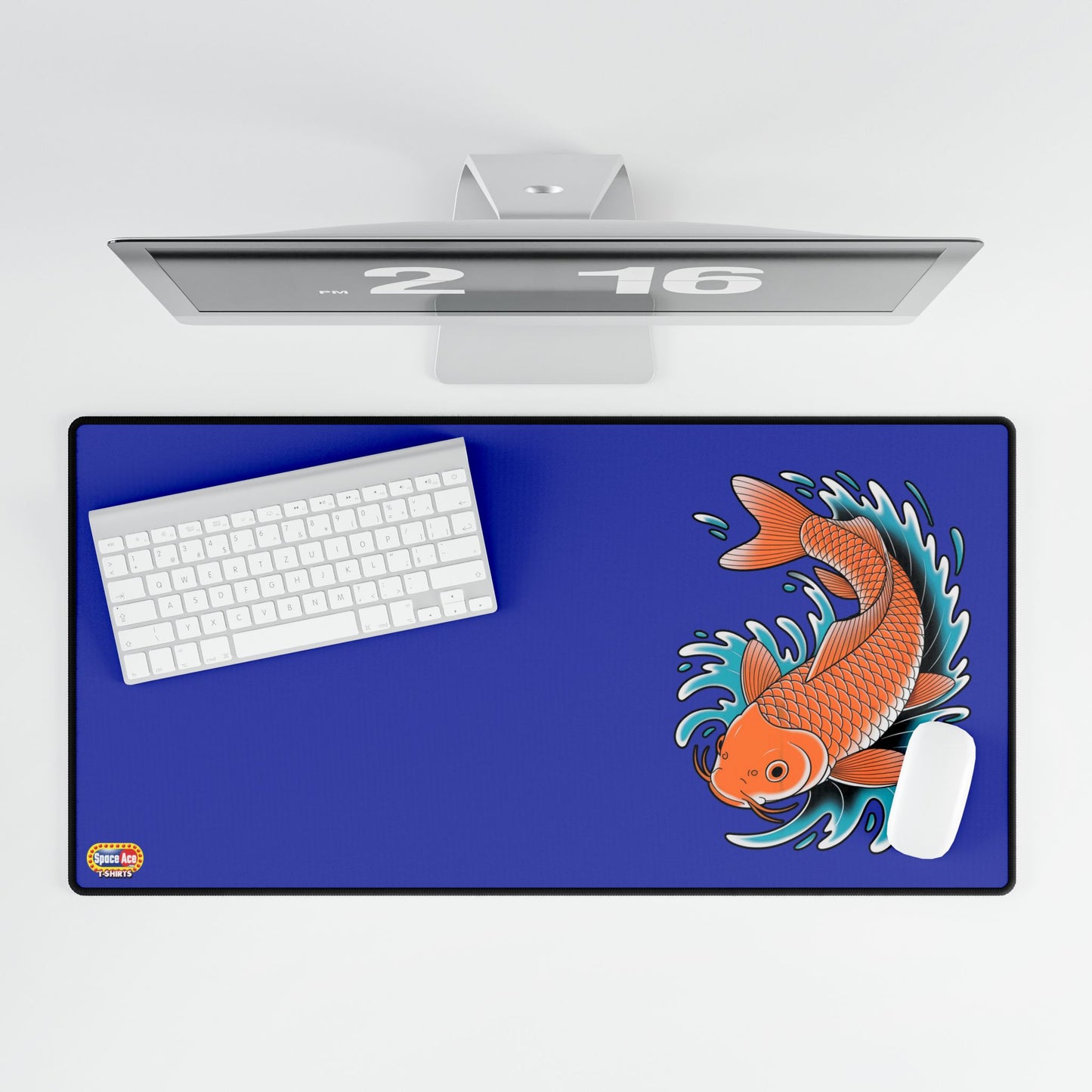 Koi Wave Desk Mat Blue Gaming Mouse Pad