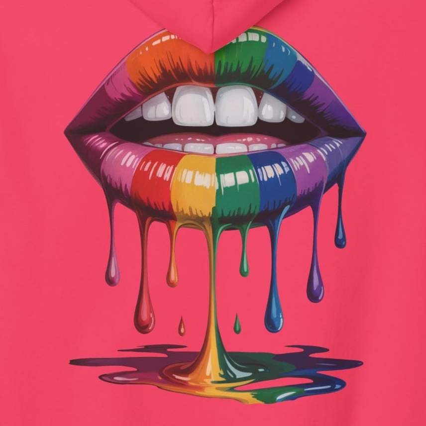 Rainbow Lips Hoodie — Colorful Graphic Pullover