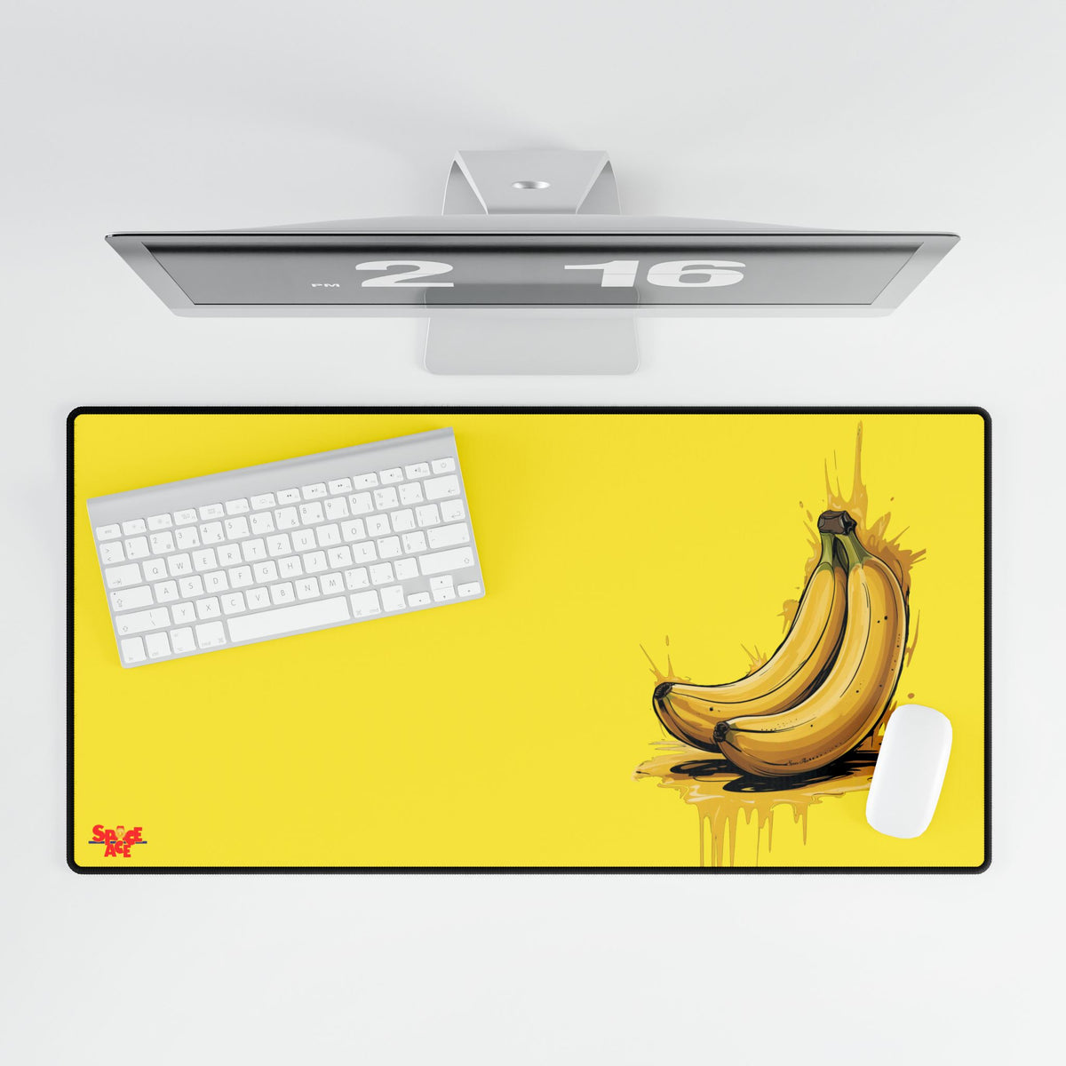 Banana Illustration Desk Mat - Yellow Fruit Playful Workspace Pad