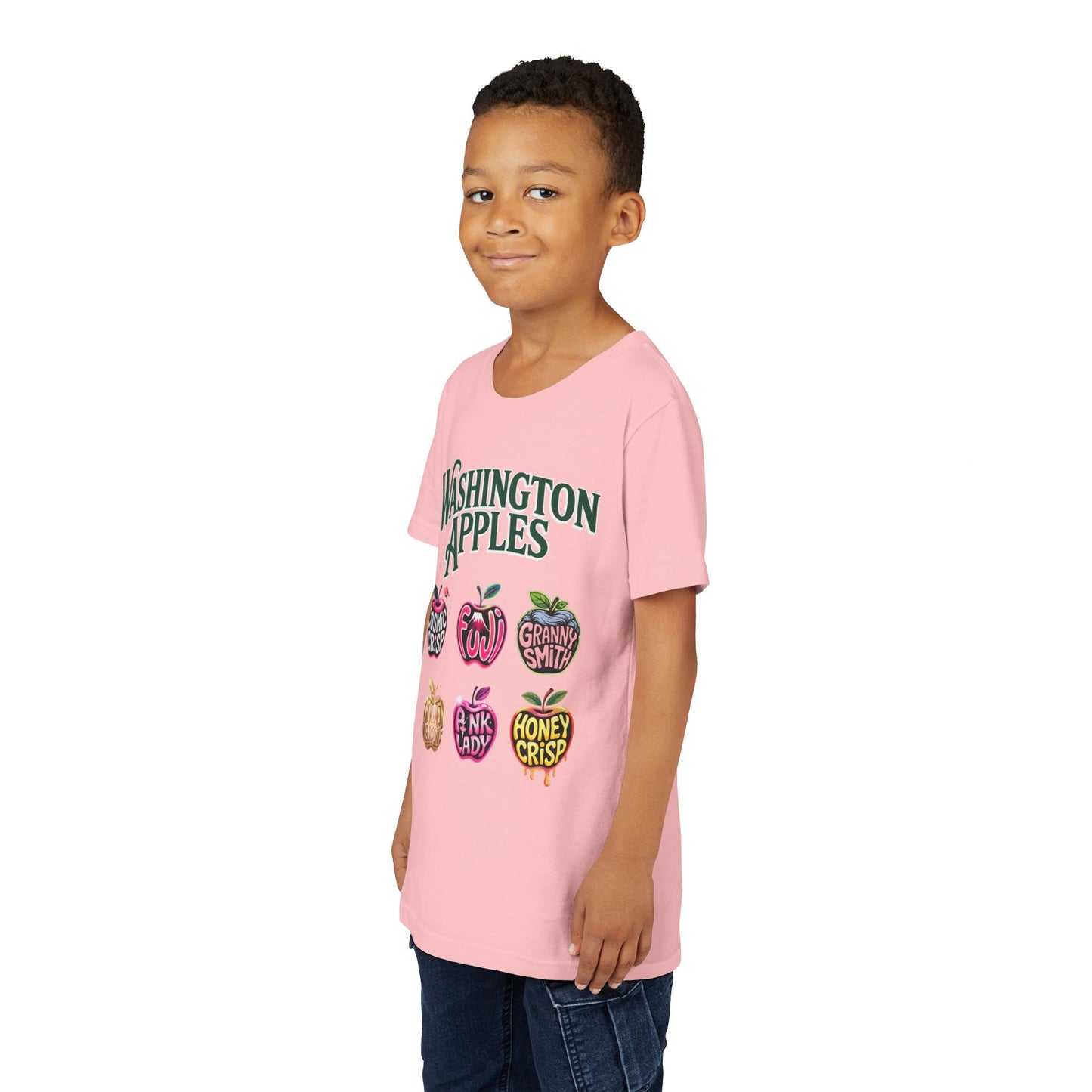 Washington Apples Youth Tee, Fun Fruit Shirt, Gift for Kids, Summer Wear, Apple Lover Apparel
