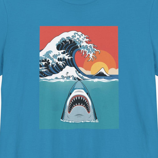 Japanese Wave Design with Shark T-Shirt