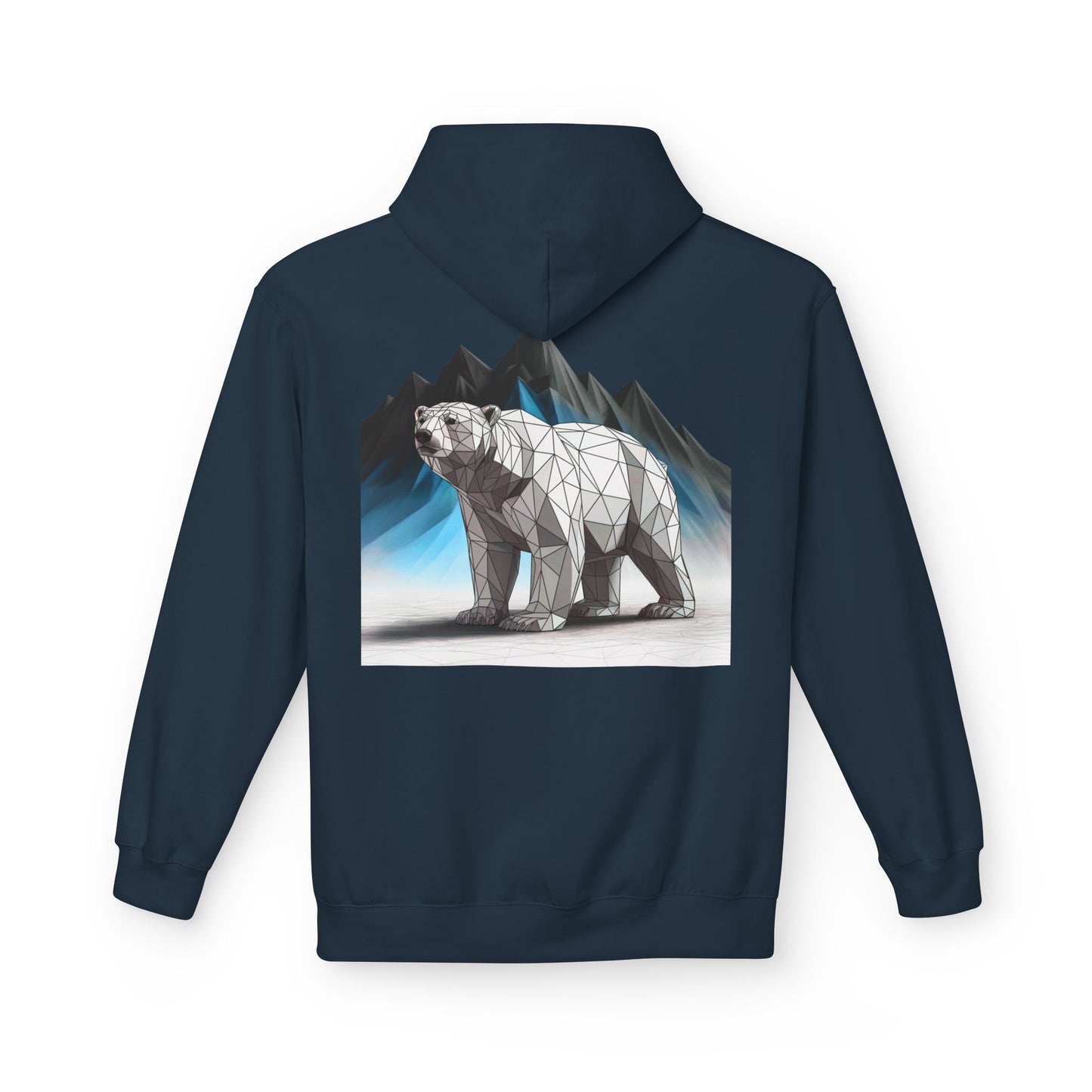 Geometric Polar Bear Hoodie — Mountain Arctic Graphic Sweatshirt