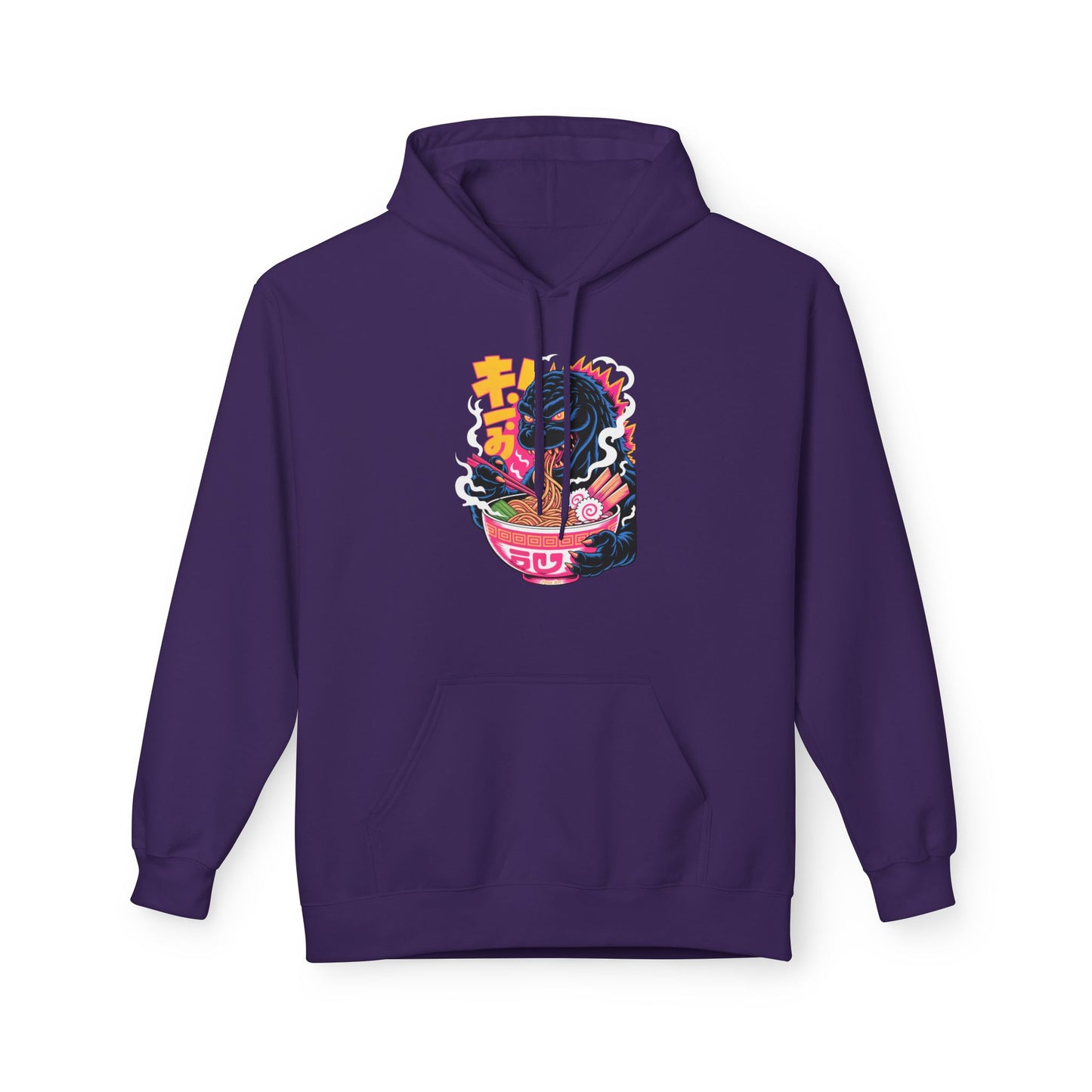 Kaiju Ramen Lover Hoodie — Neon Godzilla Eating Ramen Streetwear