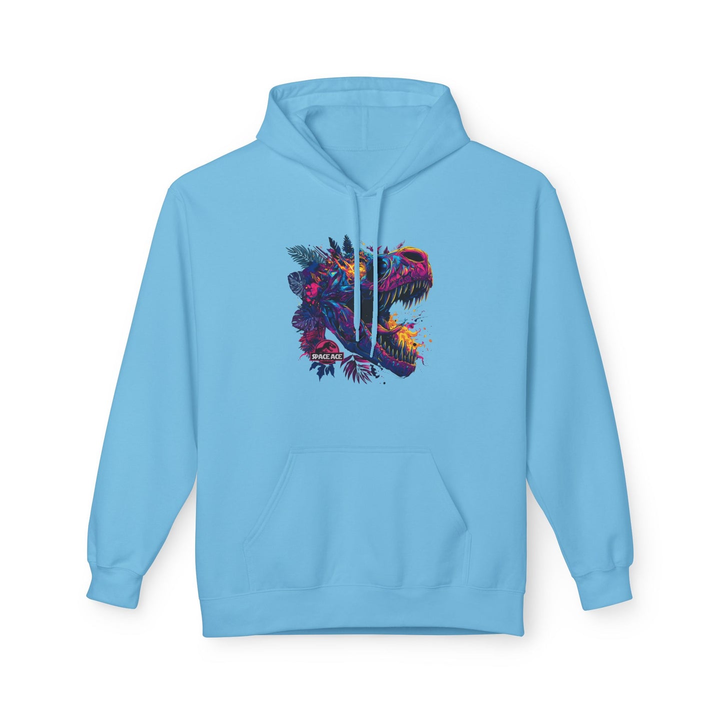 T-Rex Neon Jungle Hoodie — Colorful Dinosaur Graphic Pullover