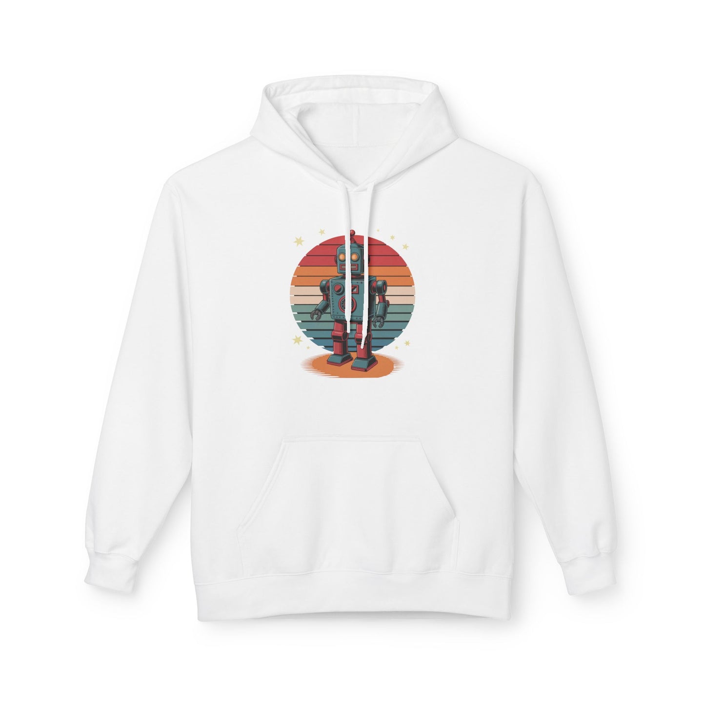 Retro Robot Hoodie – Vintage Sunset Space Toy Graphic