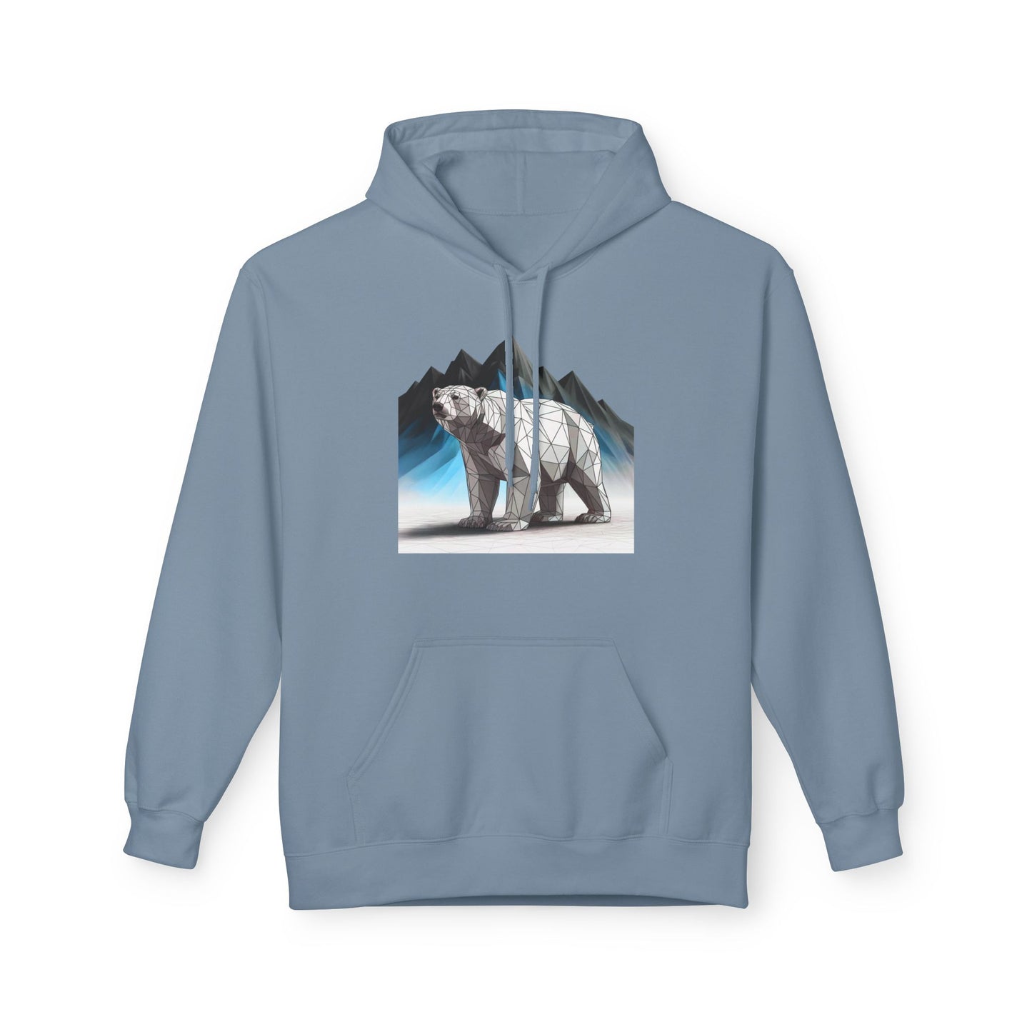 Geometric Polar Bear Hoodie — Mountain Arctic Graphic Sweatshirt