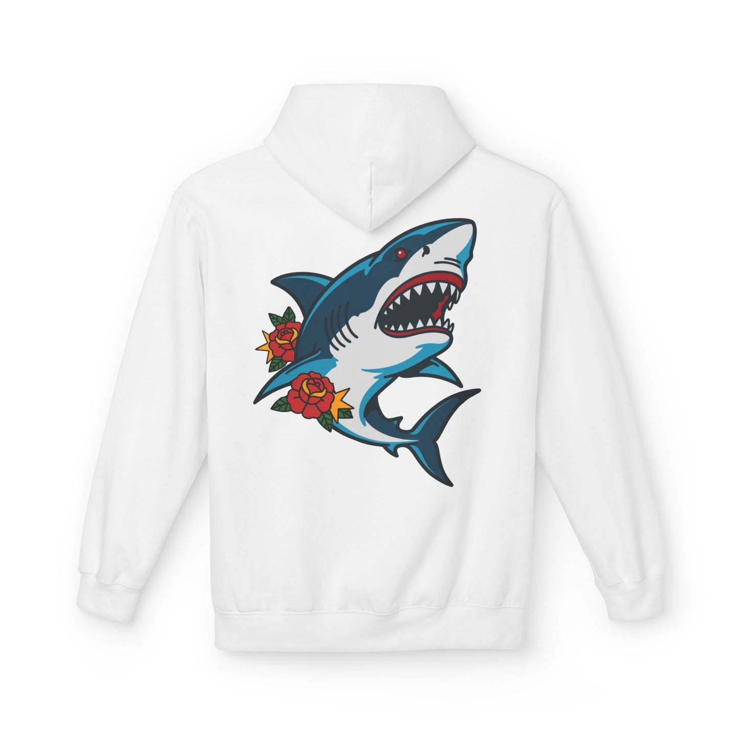 Shark Tattoo Hoodie — Vintage Floral Great White Sweatshirt