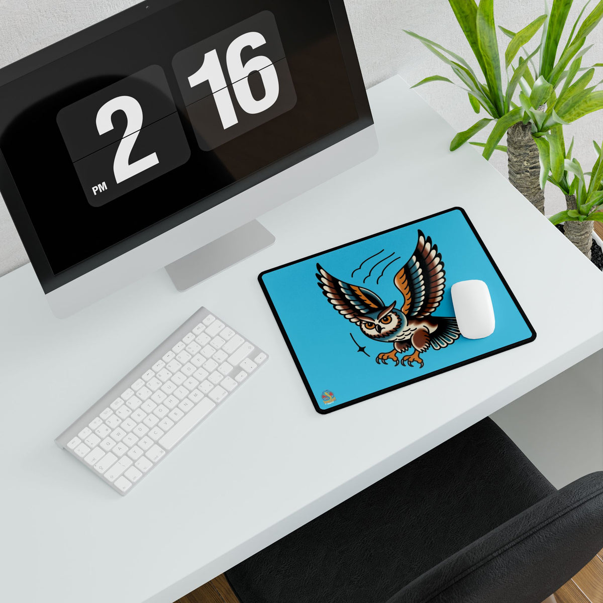 American Traditional Owl Brown Desk Mat Gaming Mouse Pad