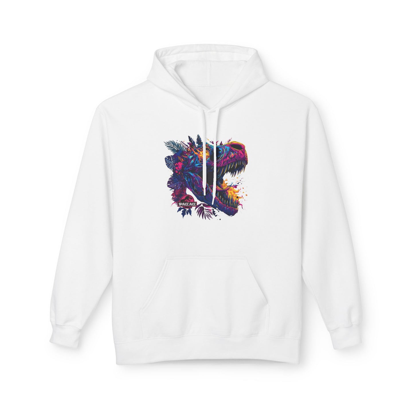 T-Rex Neon Jungle Hoodie — Colorful Dinosaur Graphic Pullover