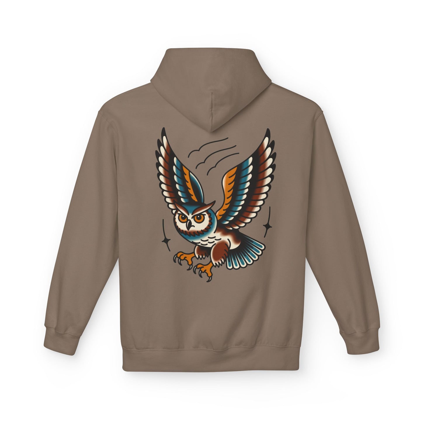 Owl Tattoo Hoodie — Vintage Flying Owl Graphic Pullover