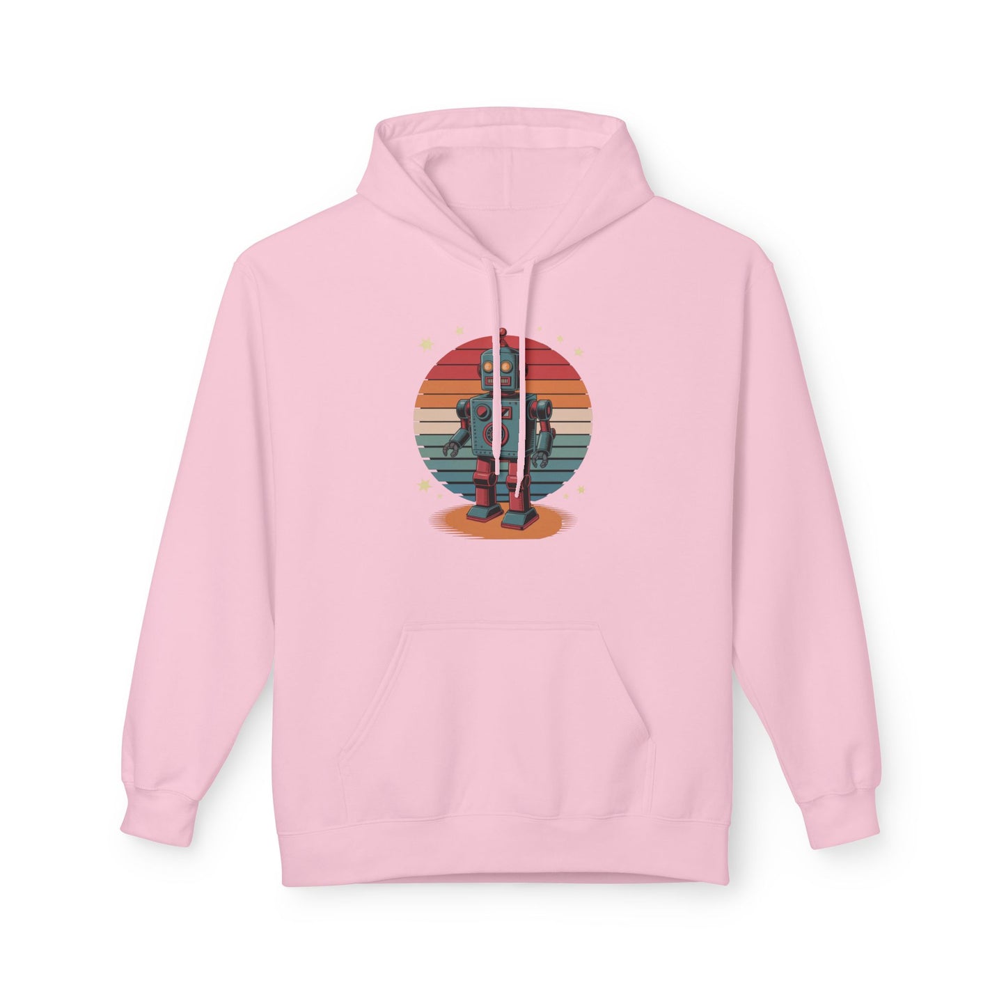 Retro Robot Hoodie – Vintage Sunset Space Toy Graphic