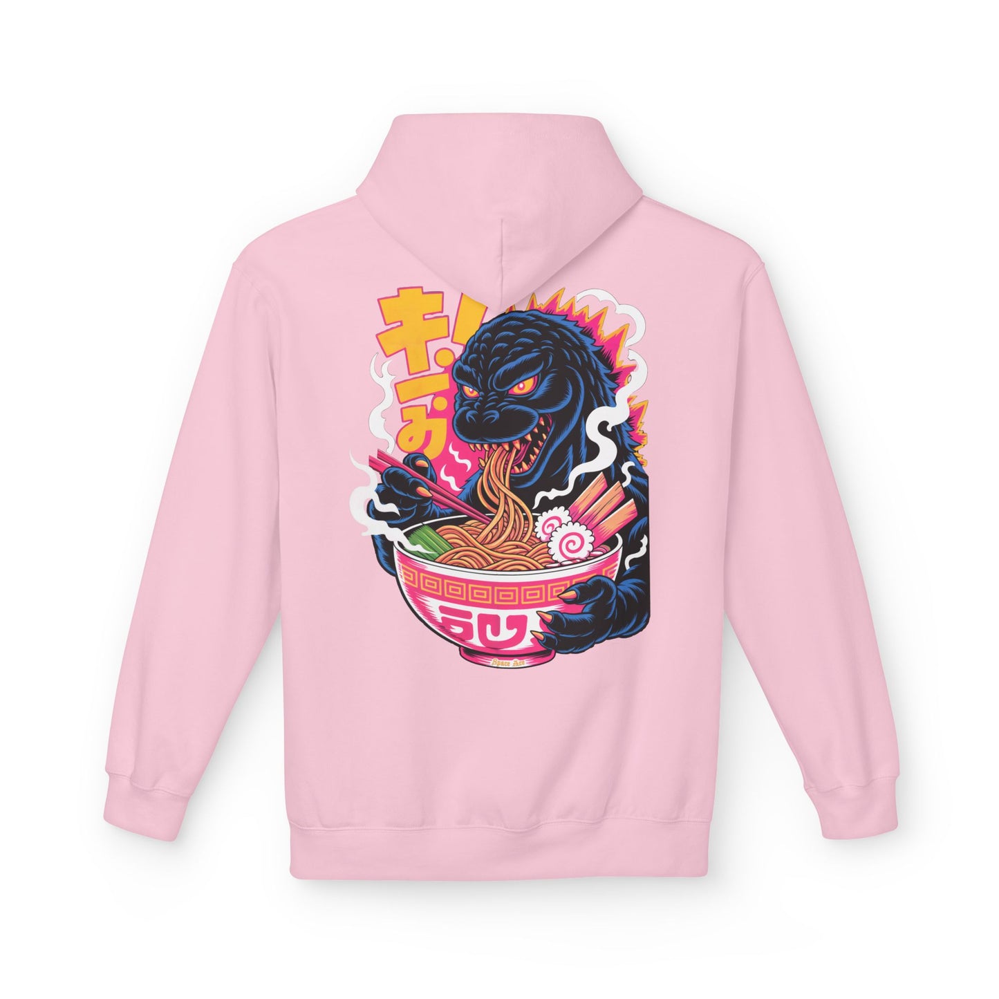 Kaiju Ramen Lover Hoodie — Neon Godzilla Eating Ramen Streetwear
