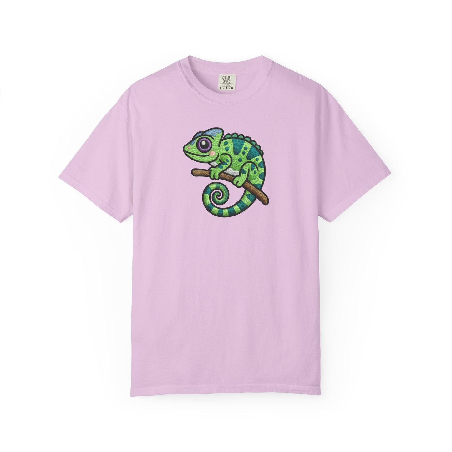 Embroidery Illusion Chameleon Graphic T-Shirt