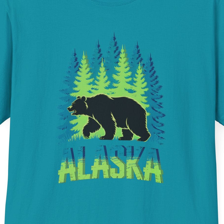 Alaska Bear T-Shirt, Nature Lover's Tee, Unisex Softstyle Shirt for Outdoor Adventures, Gift for Hikers, Wildlife Enthusiasts