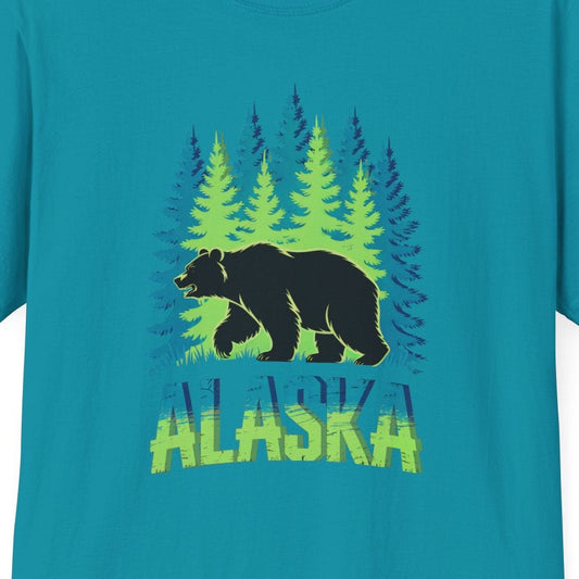 Alaska Bear T-Shirt, Nature Lover's Tee, Unisex Softstyle Shirt for Outdoor Adventures, Gift for Hikers, Wildlife Enthusiasts