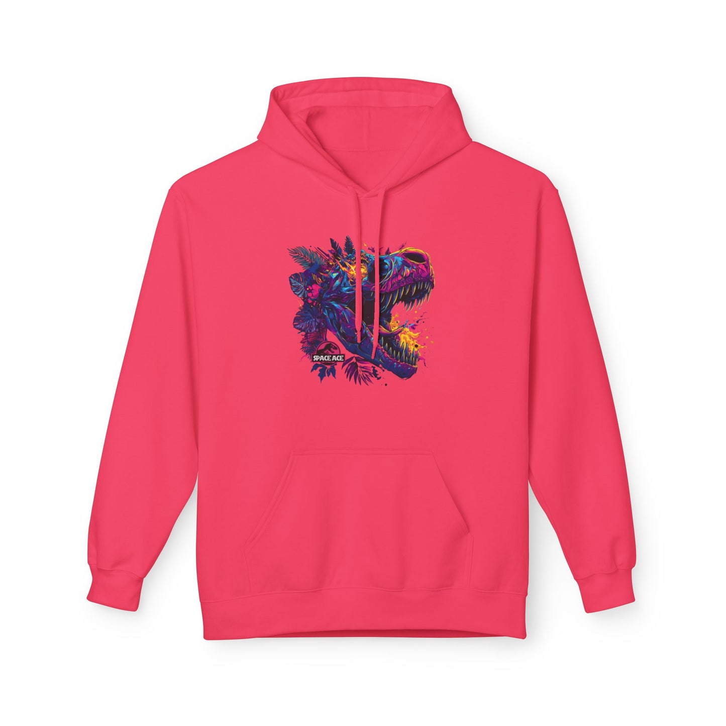 T-Rex Neon Jungle Hoodie — Colorful Dinosaur Graphic Pullover