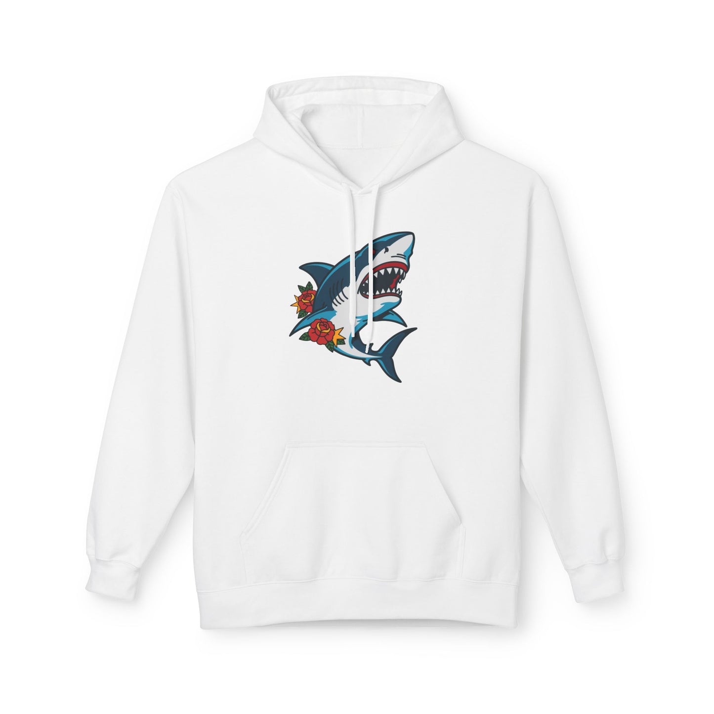 Shark Tattoo Hoodie — Vintage Floral Great White Sweatshirt