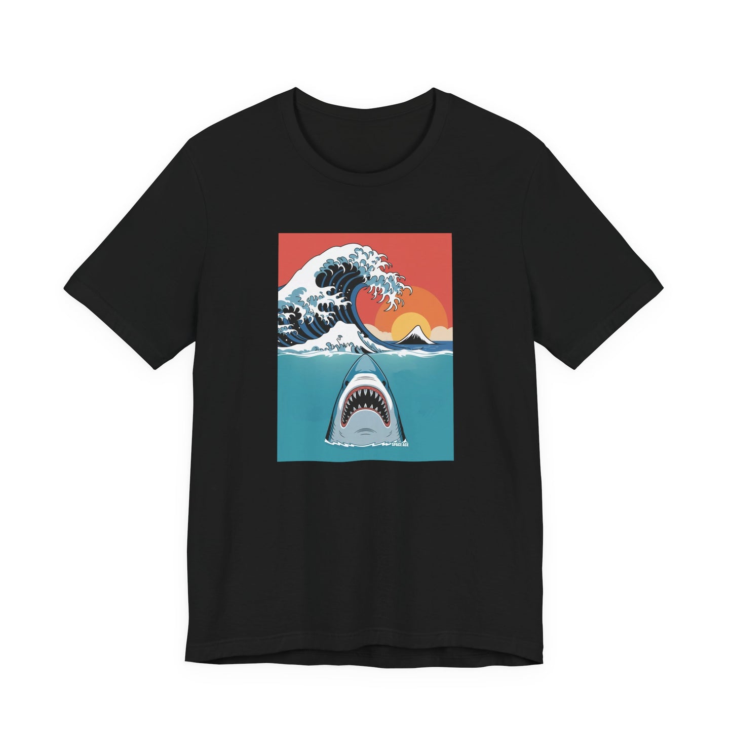 Japanese Wave Design with Shark T-Shirt